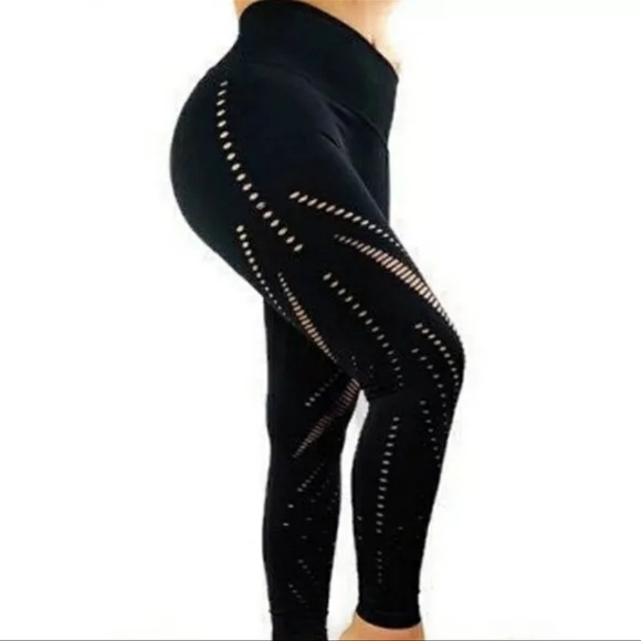 Victoria’s Secret Victoria Sport Black Seamless Laser Cutout Leggings Size XL - Picture 6 of 13